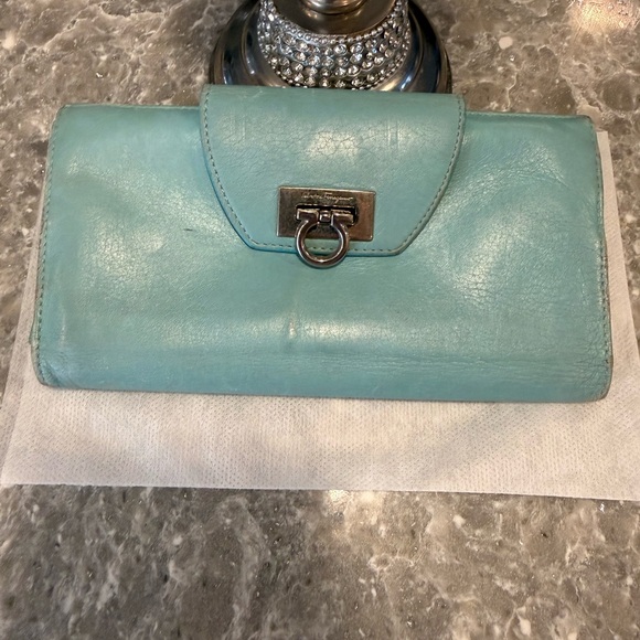 Salvatore Ferragamo Handbags - Salvatore Ferragamo Aqua Leather Wallet